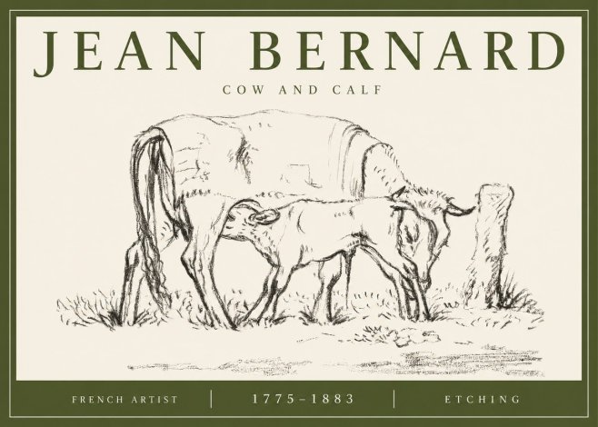 Jean Bernard Cow and Calf I No3 - Plakát