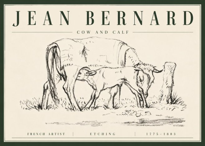 Jean Bernard Cow and Calf I No6 - Plakát