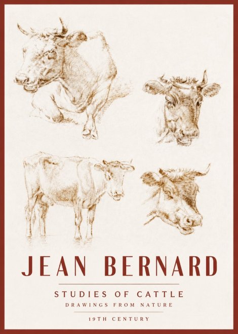 Jean Bernard Studies of Cattle II No3 - Plakát