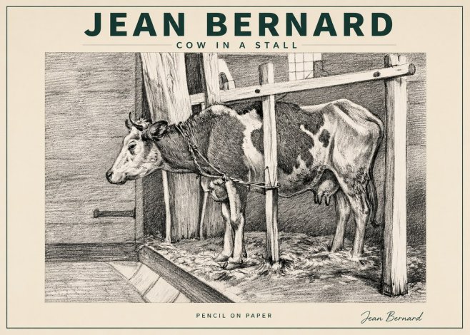 Jean Bernard Cow in a Stall No3 - Plakát