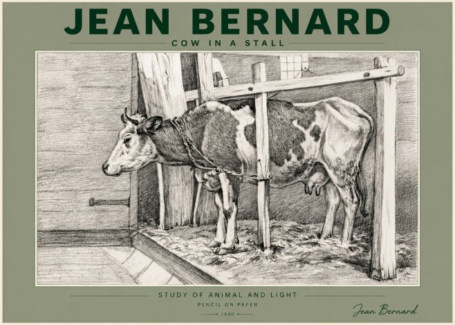Jean Bernard Cow in a Stall No5 - Plakát