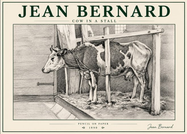 Jean Bernard Cow in a Stall No6 - Plakát