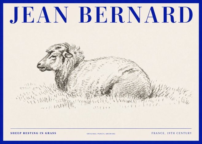 Jean Bernard Sheep Resting in Grass No2 - Plakát
