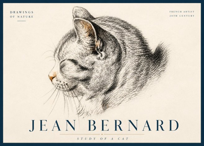 Jean Bernard Study of a Cat I No3 - Plakát