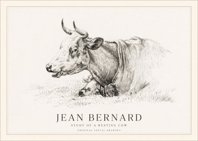 Jean Bernard Study of a Resting Cow IV No1 - Plakát