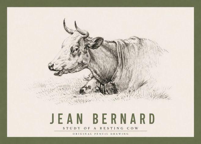 Jean Bernard Study of a Resting Cow IV No2 - Plakát