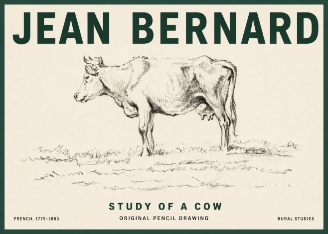 Jean Bernard Study of a Cow III No3 - Plakát