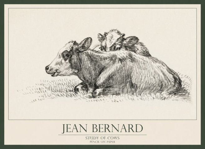 Jean Bernard Study of Cows No1 - Plakát