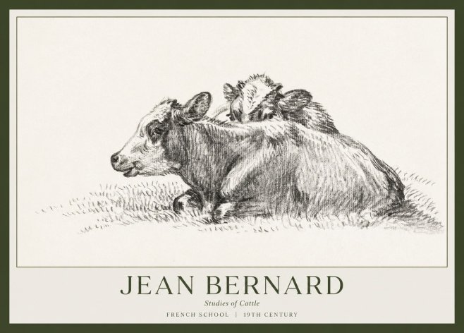 Jean Bernard Study of Cows No2 - Plakát