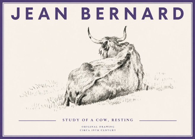 Jean Bernard Resting Bovine - Study in Graphite No5 - Plakát