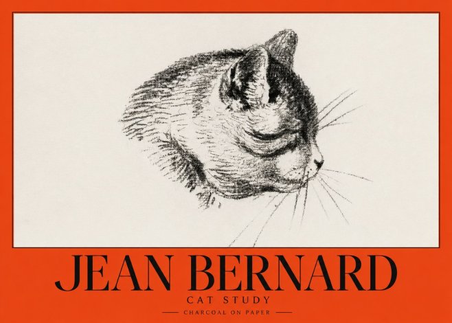 Jean Bernard Cat Study IV No3 - Plakát