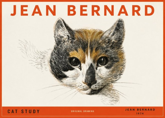 Jean Bernard Study of a Cat II No4 - Plakát