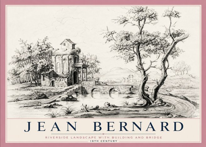 Jean Bernard Riverside Landscape with Bridge and Tower No6 - Plakát