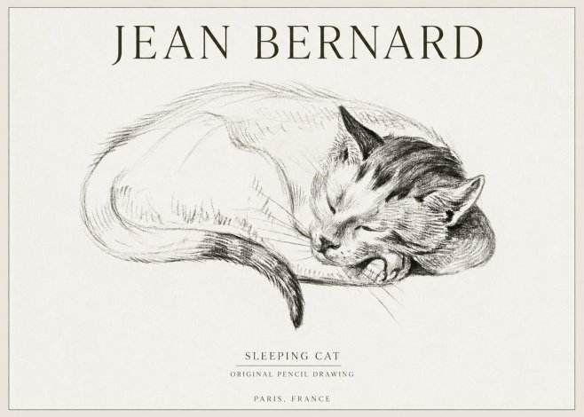 Jean Bernard Sleeping Cat IV No1 - Plakát