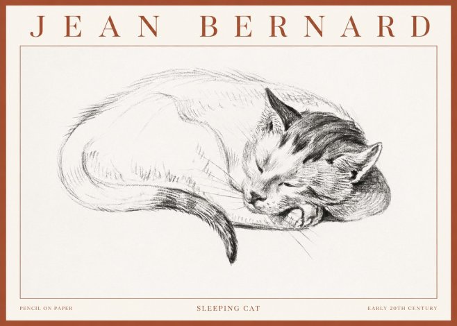 Jean Bernard Sleeping Cat IV No3 - Plakát