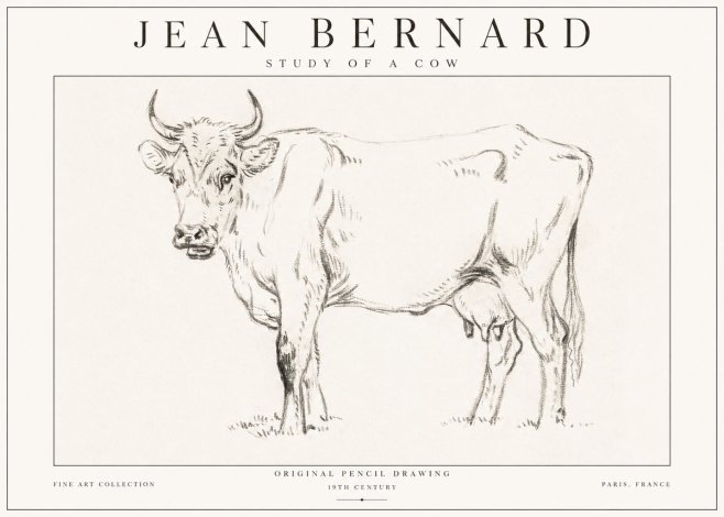 Jean Bernard Study of a Cow VI No1 - Plakát