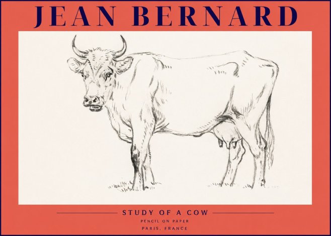 Jean Bernard Study of a Cow VI No4 - Plakát
