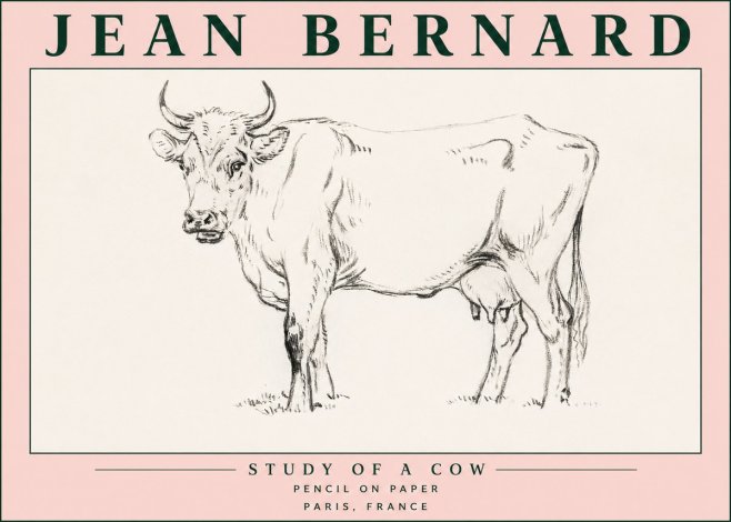 Jean Bernard Study of a Cow VI No5 - Plakát