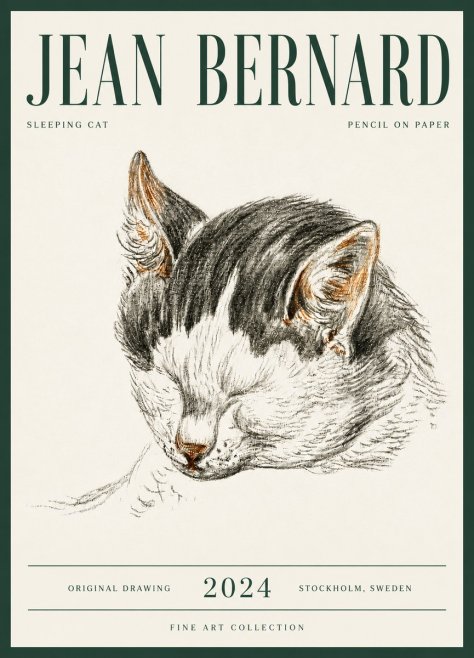 Jean Bernard Sleeping Cat V No6 - Plakát