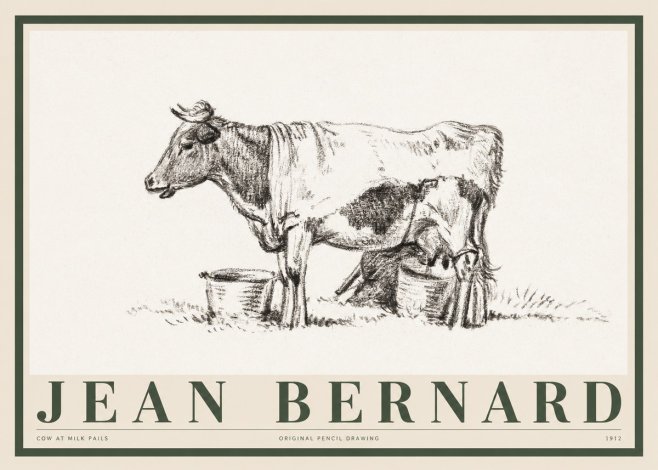 Jean Bernard Cow at Milk Pails No1 - Plakát