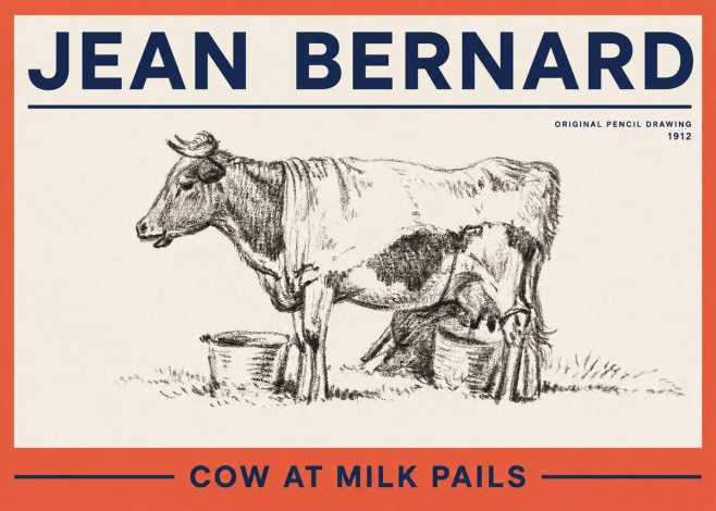 Jean Bernard Cow at Milk Pails No2 - Plakát