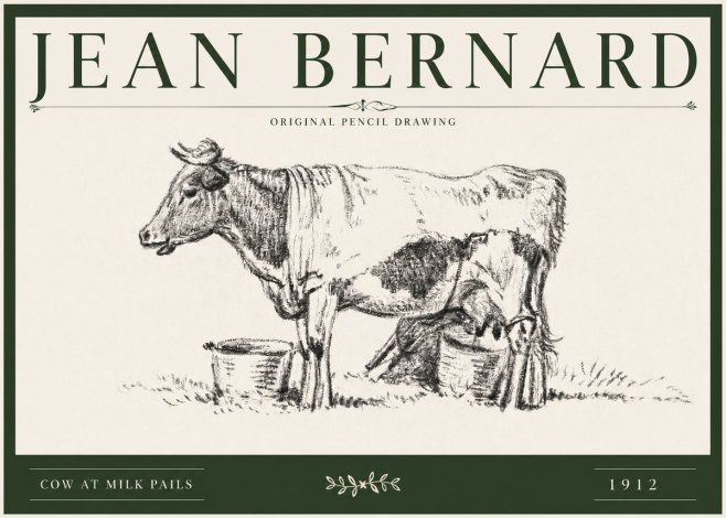 Jean Bernard Cow at Milk Pails No3 - Plakát
