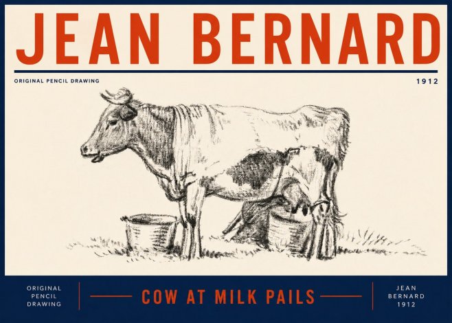 Jean Bernard Cow at Milk Pails No5 - Plakát