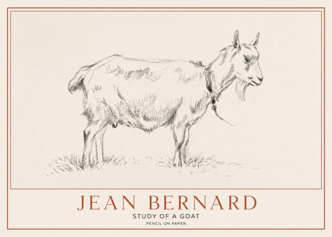 Jean Bernard Study of a Goat III No1 - Plakát