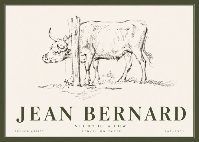Jean Bernard Study of a Cow VII No6 - Plakát