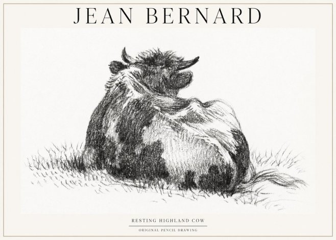 Jean Bernard Resting Highland Cow No1 - Plakát