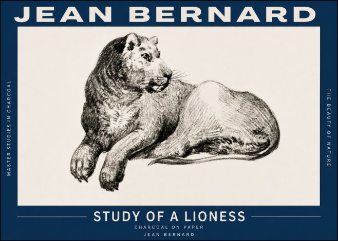 Jean Bernard Lying Lioness No3 - Plakát