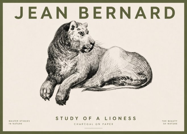 Jean Bernard Lying Lioness No5 - Plakát