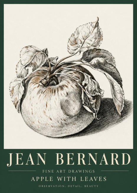 Jean Bernard Apple with Leaves No5 - Plakát