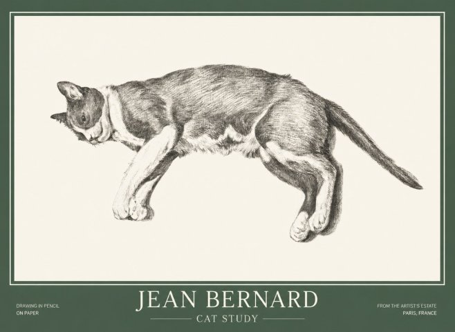 Jean Bernard Cat Study VII No1 - Plakát