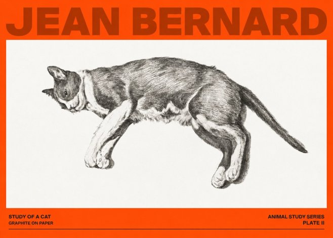 Jean Bernard Cat Study VII No4 - Plakát