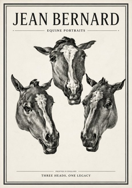 Jean Bernard Three Studies of a Horse No2 - Plakát