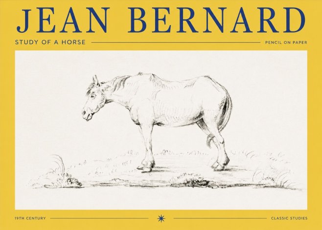 Jean Bernard Study of a Horse IX No2 - Plakát