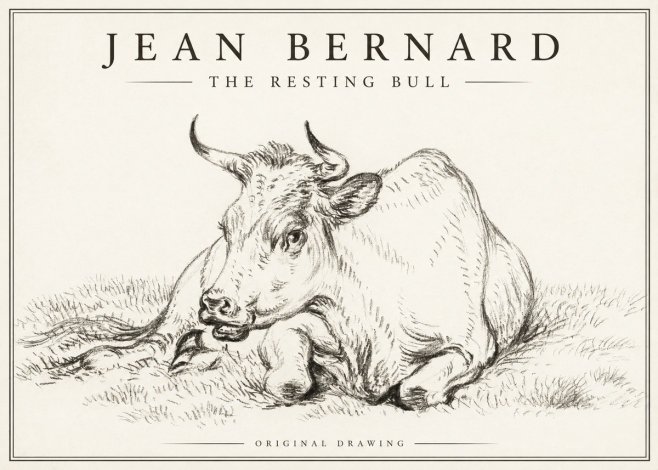 Jean Bernard Study of a Cow, Resting No3 - Plakát