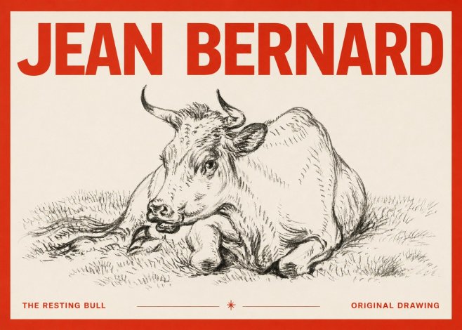 Jean Bernard Study of a Cow, Resting No4 - Plakát