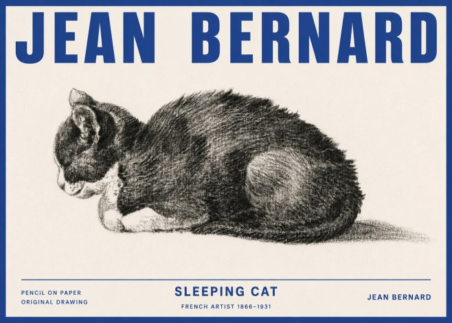 Jean Bernard Sleeping Cat VII No4 - Plakát