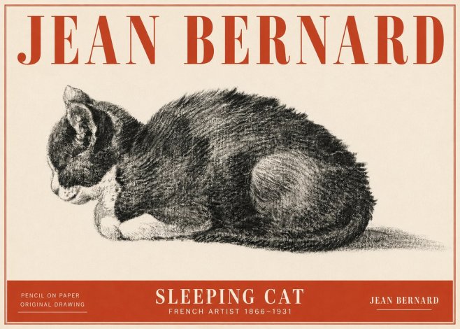 Jean Bernard Sleeping Cat VII No5 - Plakát