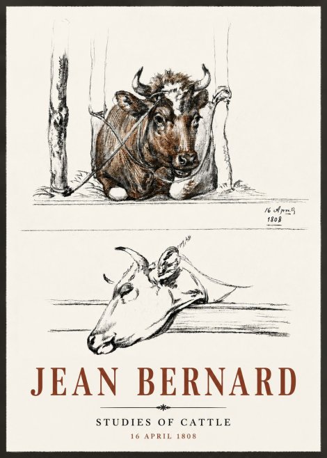 Jean Bernard Studies of Cattle III No6 - Plakát