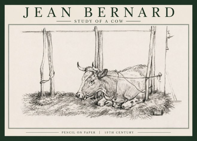 Jean Bernard A Resting Cow No4 - Plakát
