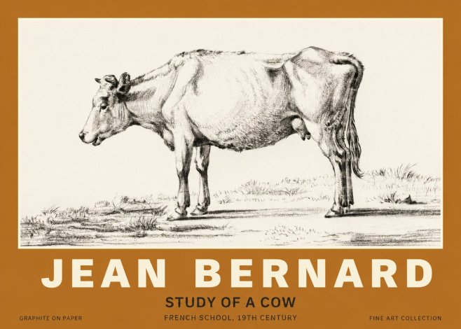 Jean Bernard Study of a Cow XI No3 - Plakát