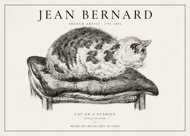 Jean Bernard Cat on a Cushion No1 - Plakát