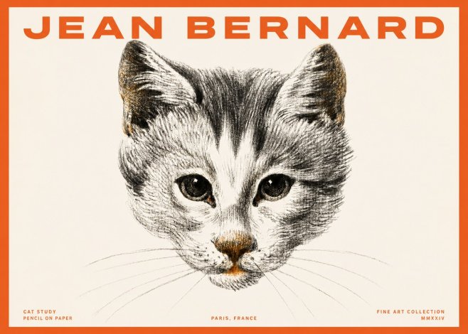 Jean Bernard Cat Study IX No2 - Plakát