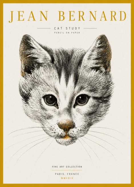Jean Bernard Cat Study IX No5 - Plakát