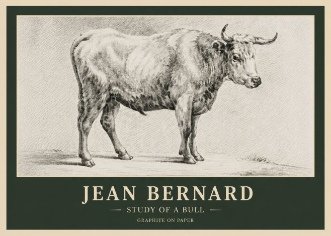Jean Bernard Study of a Bull IV No6 - Plakát