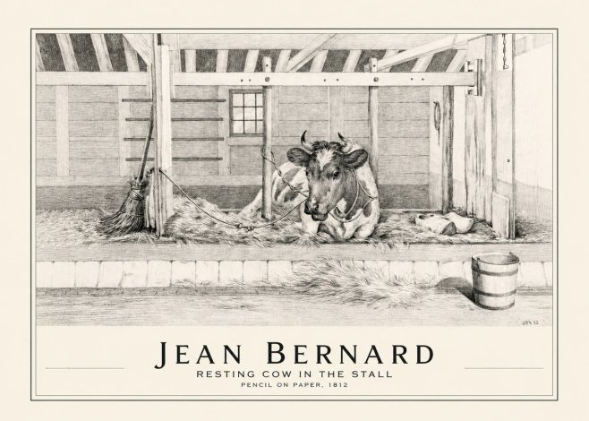Jean Bernard Resting Cow in the Stall I No1 - Plakát