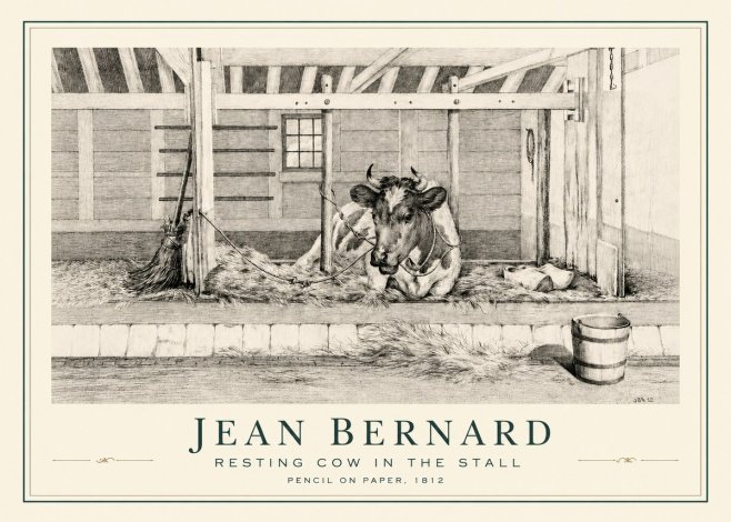 Jean Bernard Resting Cow in the Stall I No3 - Plakát